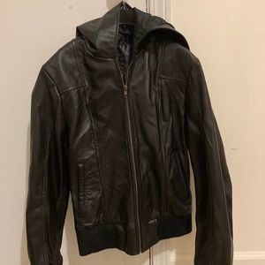 Genuine Leather Hooded Jacket